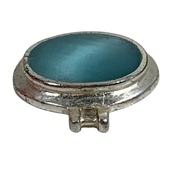 SU 925 Sterling Silver w/ Cats Eye or Chalcedony Inlay Oval Pendant Charm ONLY - Picture 4 of 8